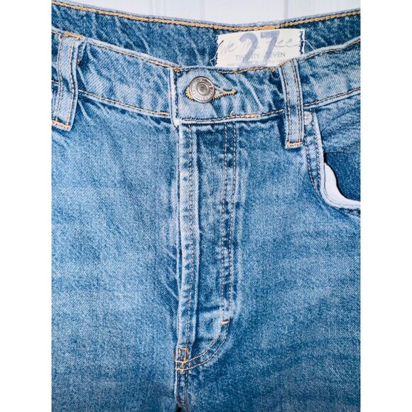 We The Free People Wide Leg Baggy Distressed Flare Jeans Sz 27 Boho Hippie 70s - Picture 7 of 10